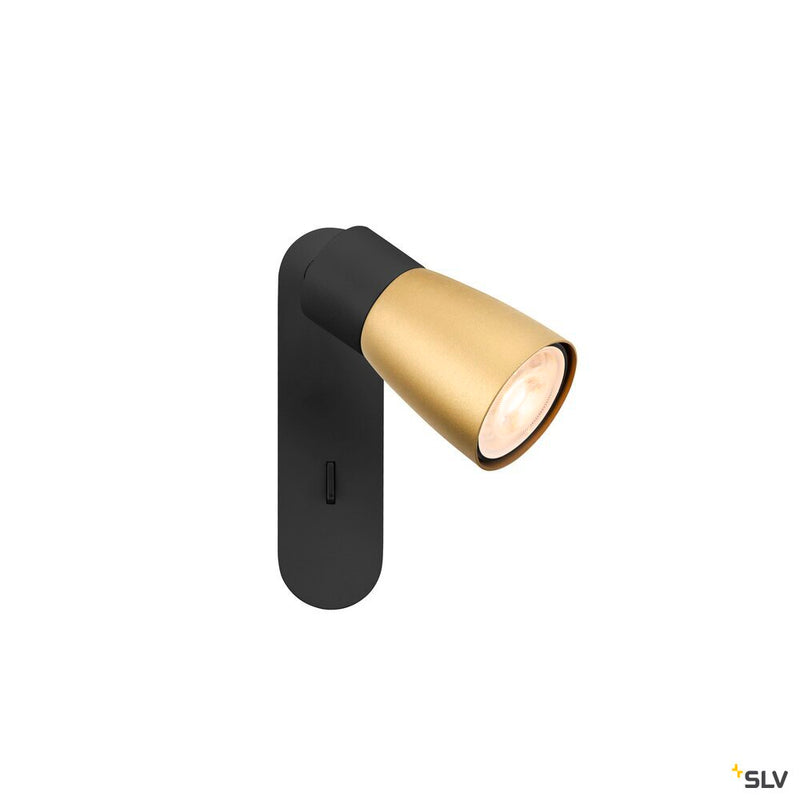 SLV 1008305 PURI 2.0 Dome, wall and ceiling-mounted light, switch, rectangular, 1x max. 6 W GU10, black / gold
