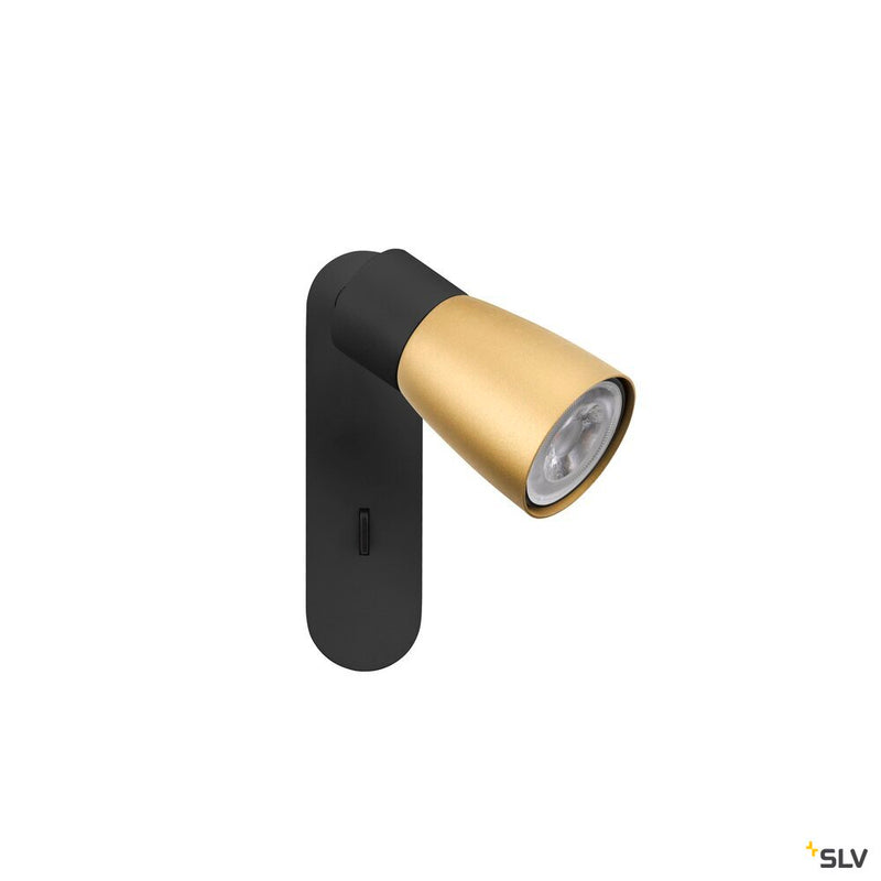 SLV 1008305 PURI 2.0 Dome, wall and ceiling-mounted light, switch, rectangular, 1x max. 6 W GU10, black / gold