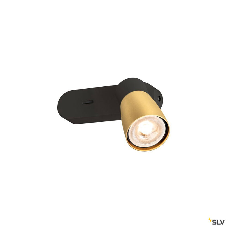 SLV 1008305 PURI 2.0 Dome, wall and ceiling-mounted light, switch, rectangular, 1x max. 6 W GU10, black / gold