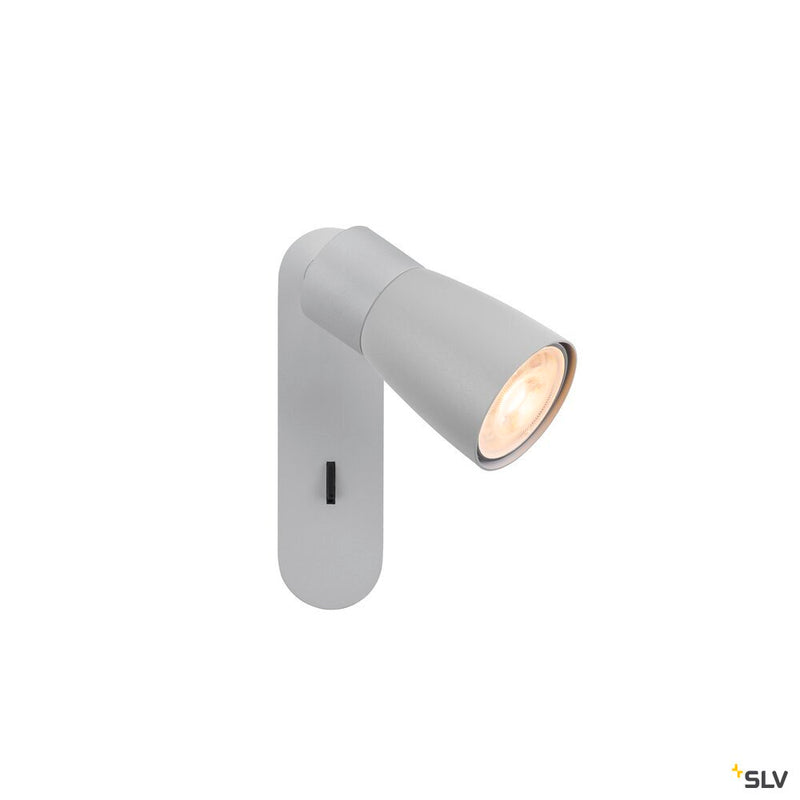 SLV 1008307 PURI 2.0 Dome, wall and ceiling-mounted light, switch, rectangular, 1x max. 6 W GU10, grey