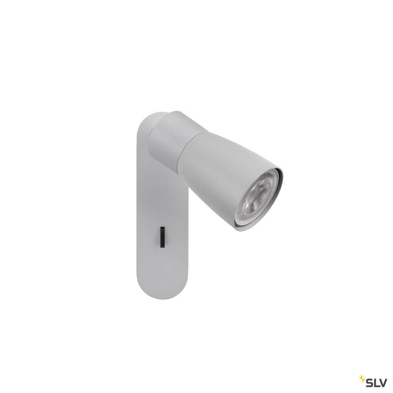SLV 1008307 PURI 2.0 Dome, wall and ceiling-mounted light, switch, rectangular, 1x max. 6 W GU10, grey