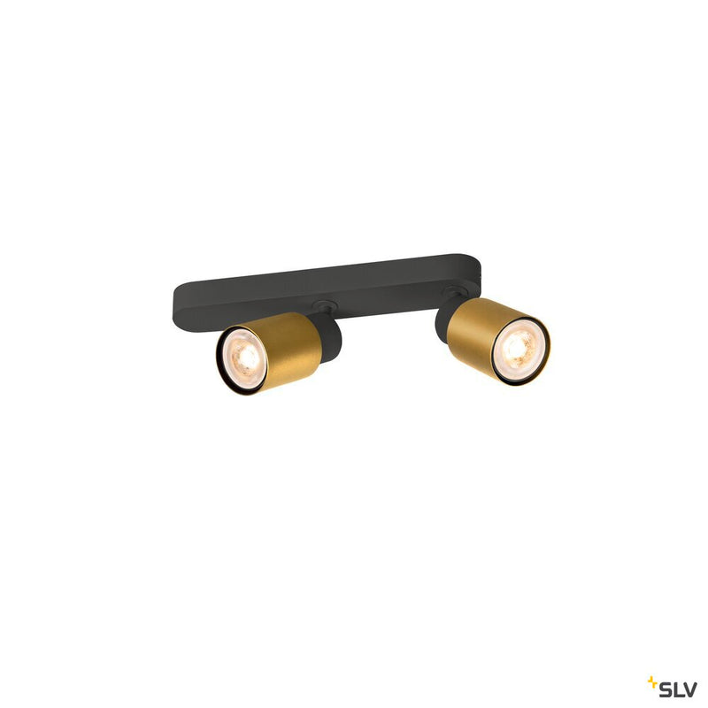 SLV 1008309 PURI 2.0 Tube, wall and ceiling-mounted light, asymmetrical, 2 x max. 6 W GU10, black / gold
