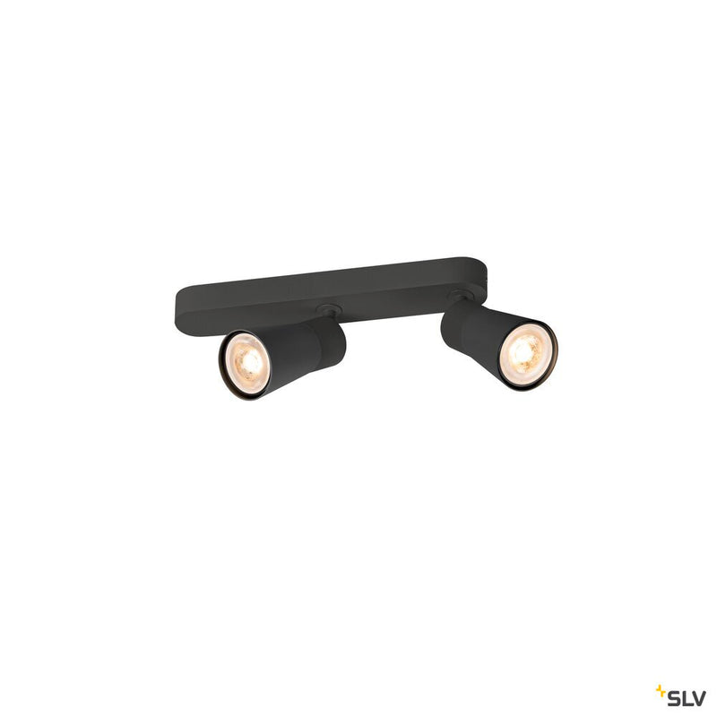 SLV 1008312 PURI 2.0 Cone, wall and ceiling-mounted light, asymmetrical, 2 x max. 6 W GU10, black