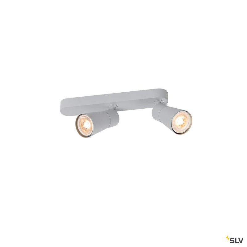 SLV 1008315 PURI 2.0 Cone, wall and ceiling-mounted light, asymmetrical, 2 x max. 6 W GU10, grey