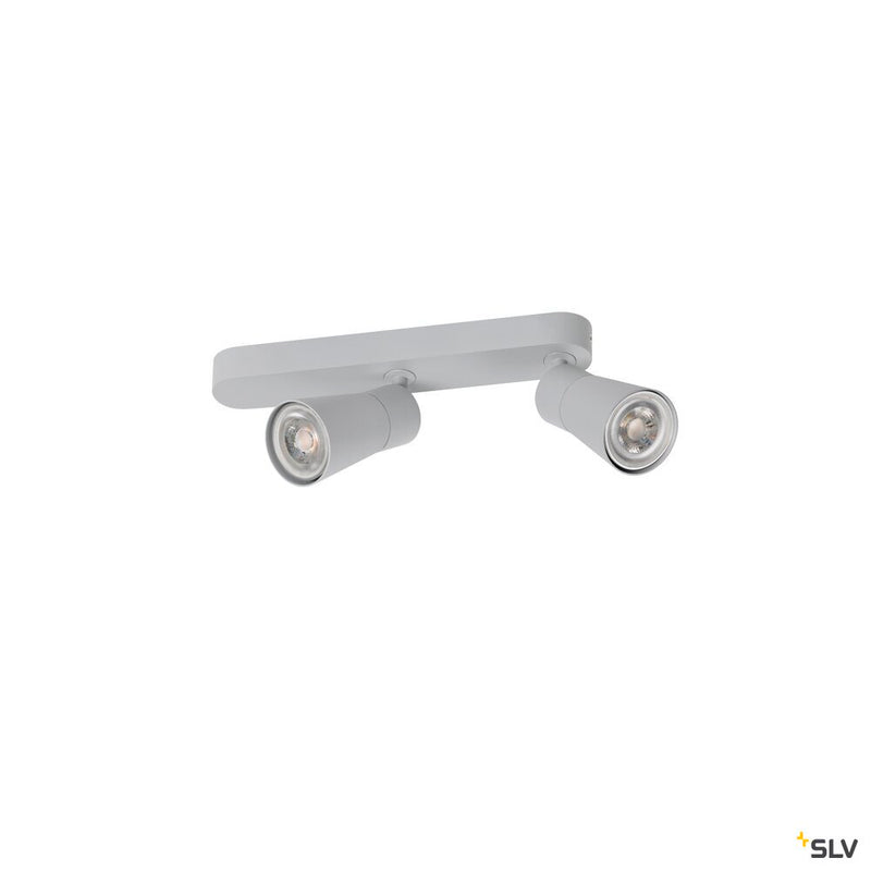 SLV 1008315 PURI 2.0 Cone, wall and ceiling-mounted light, asymmetrical, 2 x max. 6 W GU10, grey