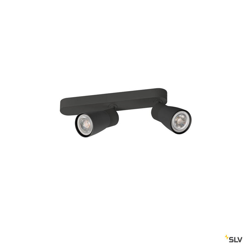 SLV 1008316 PURI 2.0 Dome, wall and ceiling-mounted light, asymmetrical, 2 x max. 6 W GU10, black