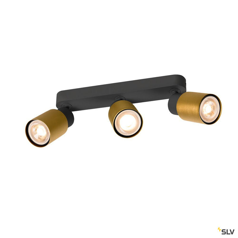 SLV 1008321 PURI 2.0 Tube, wall and ceiling-mounted light, long, 3 x max. 6 W GU10, black / gold