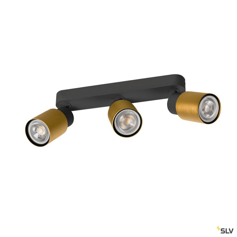 SLV 1008321 PURI 2.0 Tube, wall and ceiling-mounted light, long, 3 x max. 6 W GU10, black / gold