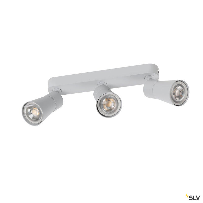 SLV 1008327 PURI 2.0 Cone, wall and ceiling-mounted light, long, 3 x max. 6 W GU10, grey