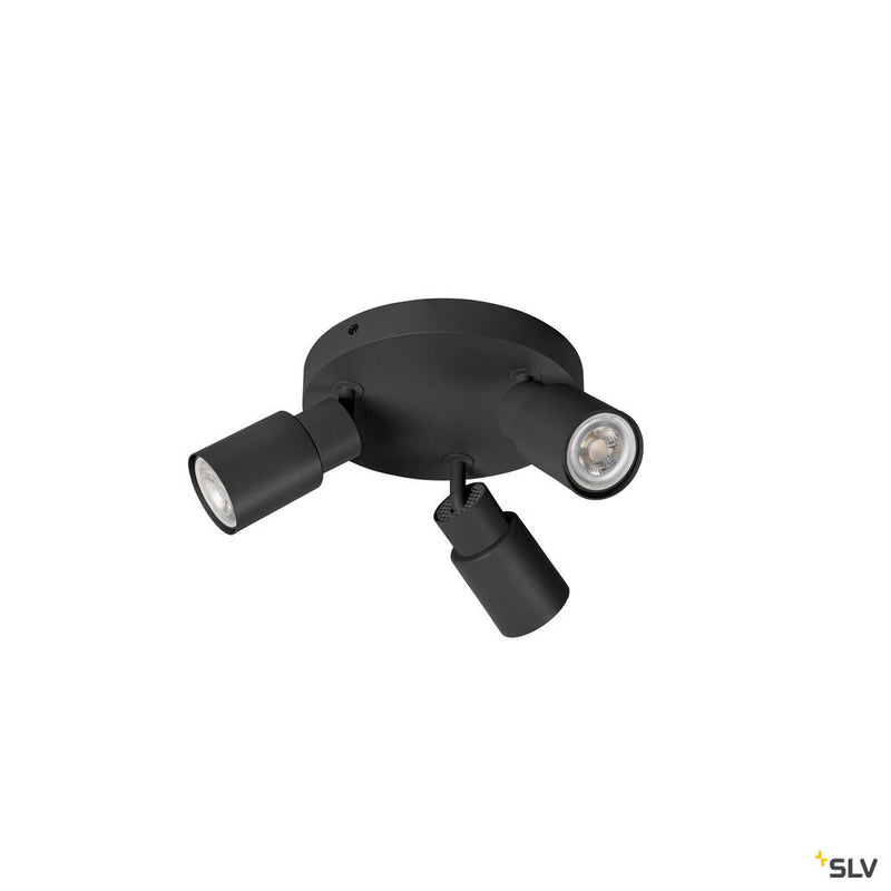 SLV 1008332 PURI 2.0 Tube, wall and ceiling-mounted light, round, 3 x max. 6 W GU10, black