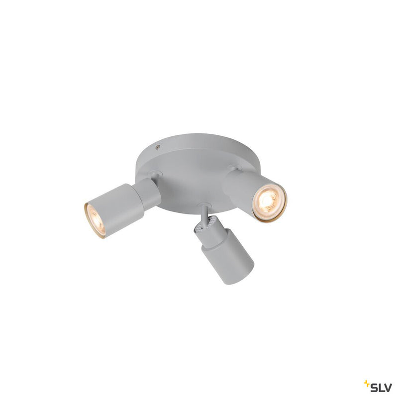 SLV 1008335 PURI 2.0 Tube, wall and ceiling-mounted light, round, 3 x max. 6 W GU10, grey