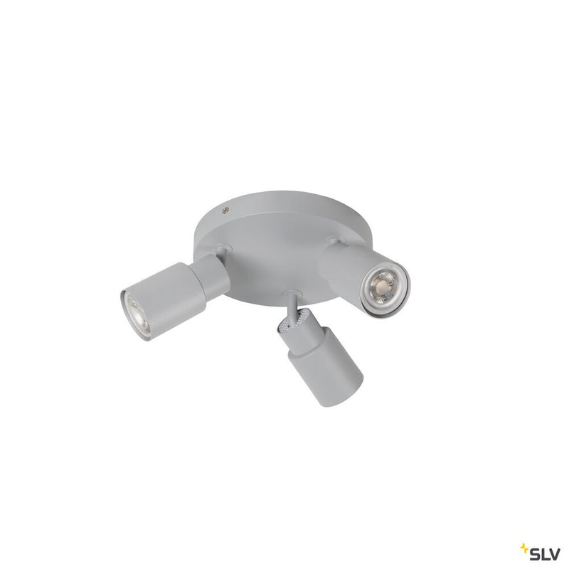 SLV 1008335 PURI 2.0 Tube, wall and ceiling-mounted light, round, 3 x max. 6 W GU10, grey
