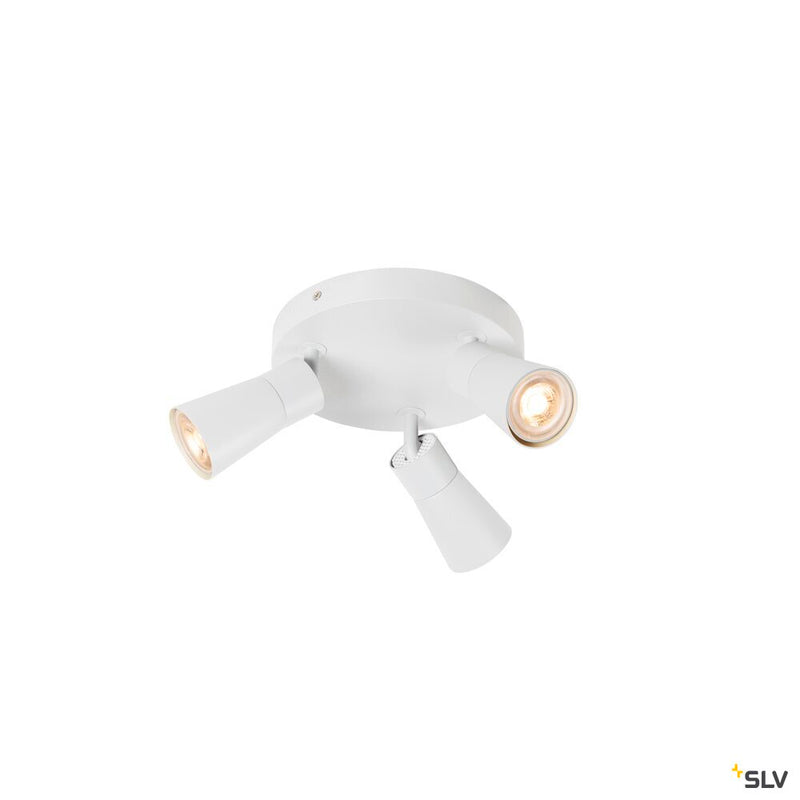 SLV 1008338 PURI 2.0 Cone, wall and ceiling-mounted light, round, 3 x max. 6 W GU10, white