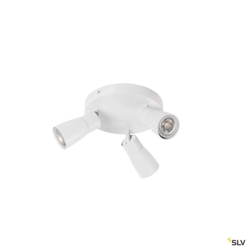 SLV 1008342 PURI 2.0 Dome, wall and ceiling-mounted light, round, 3 x max. 6 W GU10, white