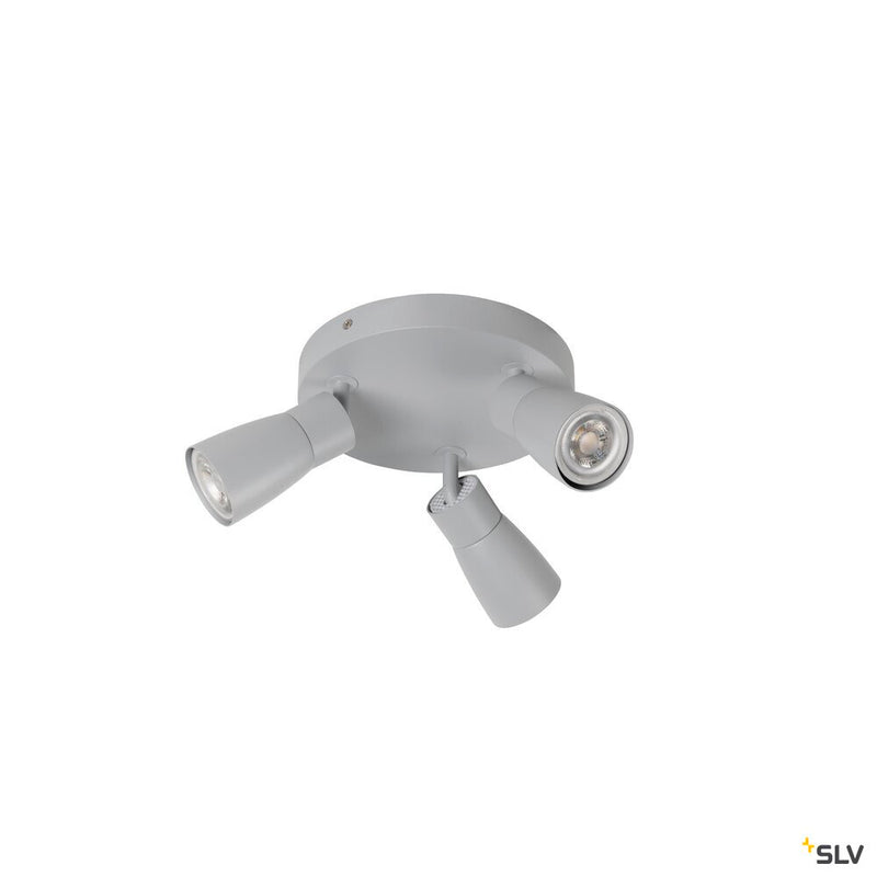 SLV 1008343 PURI 2.0 Dome, wall and ceiling-mounted light, round, 3 x max. 6 W GU10, grey