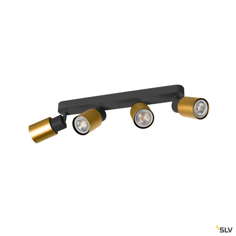 SLV 1008345 PURI 2.0 Tube, wall and ceiling-mounted light, long, 4 x max. 6 W GU10, black / gold
