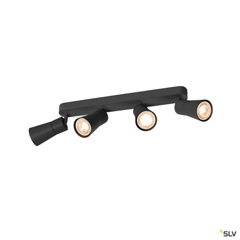 SLV 1008348 PURI 2.0 Cone, wall and ceiling-mounted light, long, 4 x max. 6 W GU10, black
