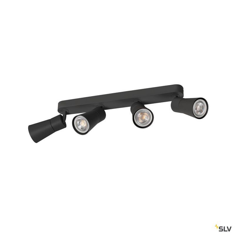 SLV 1008348 PURI 2.0 Cone, wall and ceiling-mounted light, long, 4 x max. 6 W GU10, black