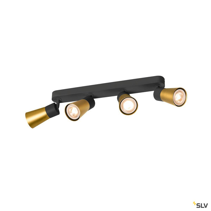 SLV 1008349 PURI 2.0 Cone, wall and ceiling-mounted light, long, 4 x max. 6 W GU10, black / gold
