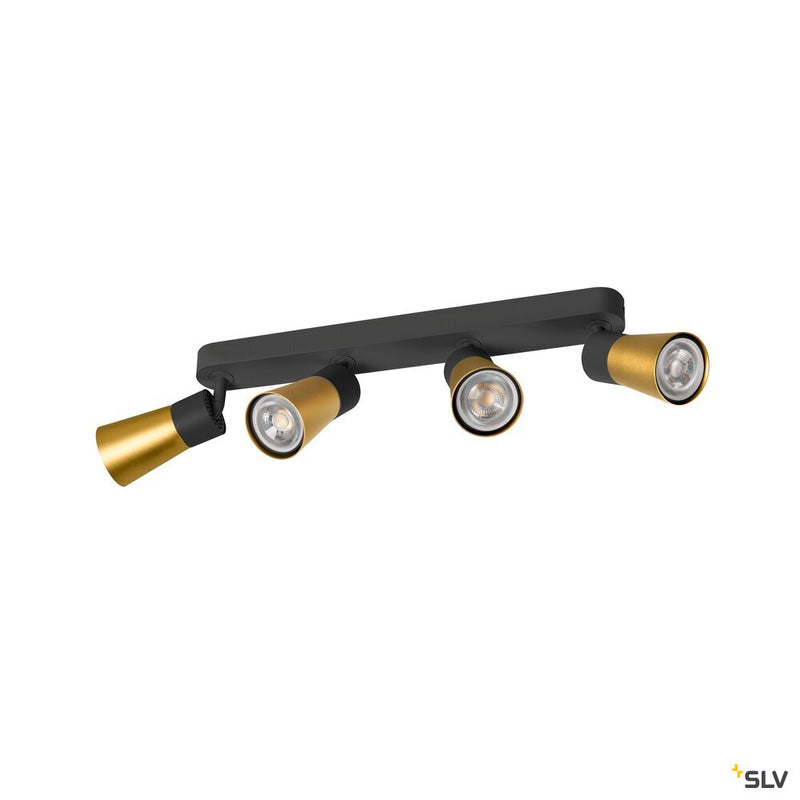 SLV 1008349 PURI 2.0 Cone, wall and ceiling-mounted light, long, 4 x max. 6 W GU10, black / gold