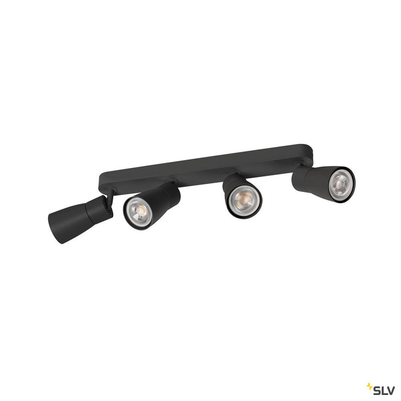 SLV 1008352 PURI 2.0 Dome, wall and ceiling-mounted light, long, 4 x max. 6 W GU10, black