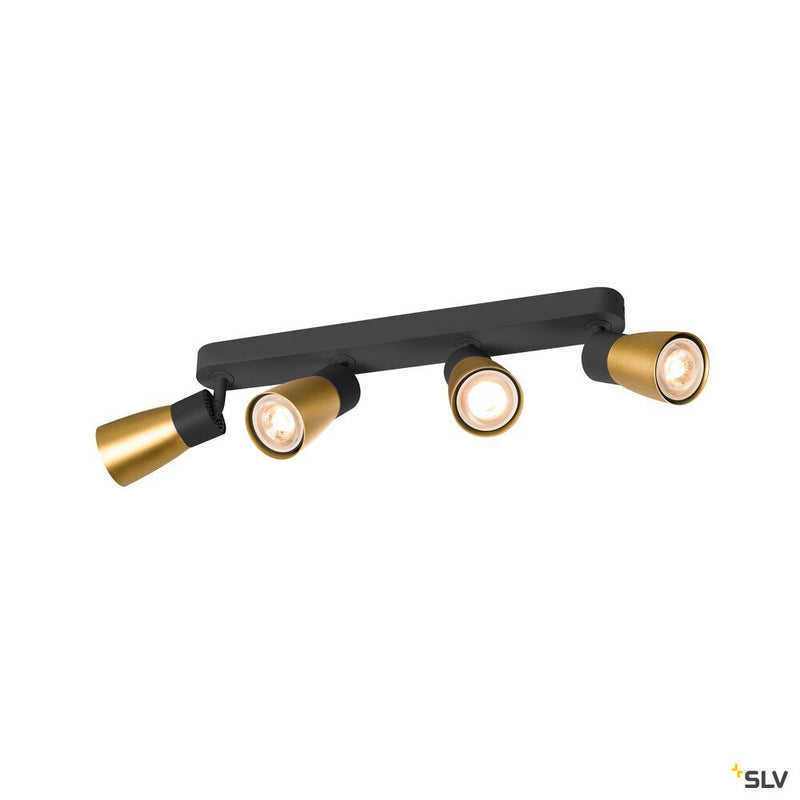 SLV 1008353 PURI 2.0 Dome, wall and ceiling-mounted light, long, 4 x max. 6 W GU10, black / gold
