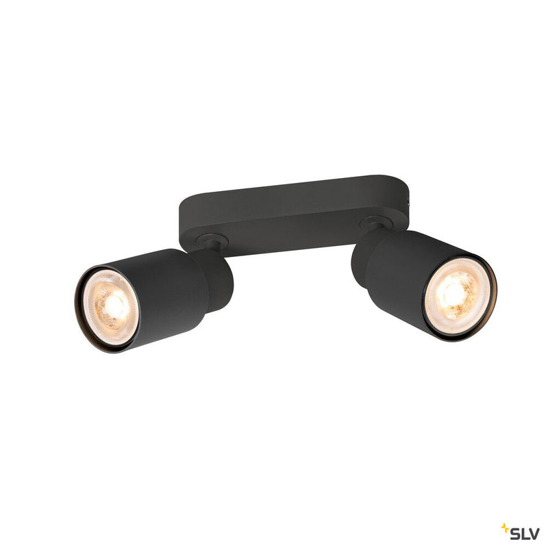 SLV 1008361 PURI 2.0 Tube, wall and ceiling-mounted light, long, 2 x max. 6 W GU10, black