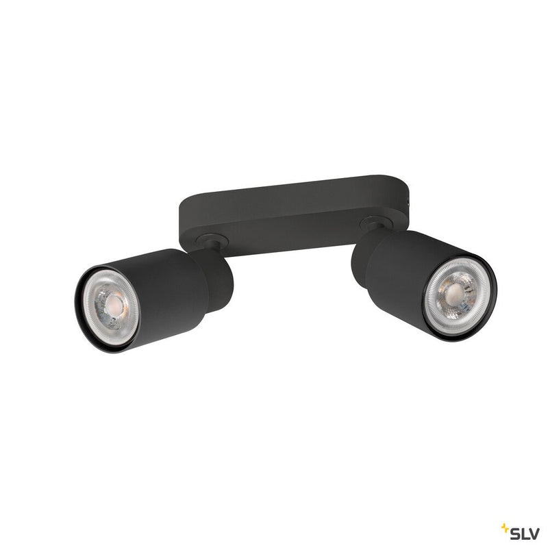 SLV 1008361 PURI 2.0 Tube, wall and ceiling-mounted light, long, 2 x max. 6 W GU10, black