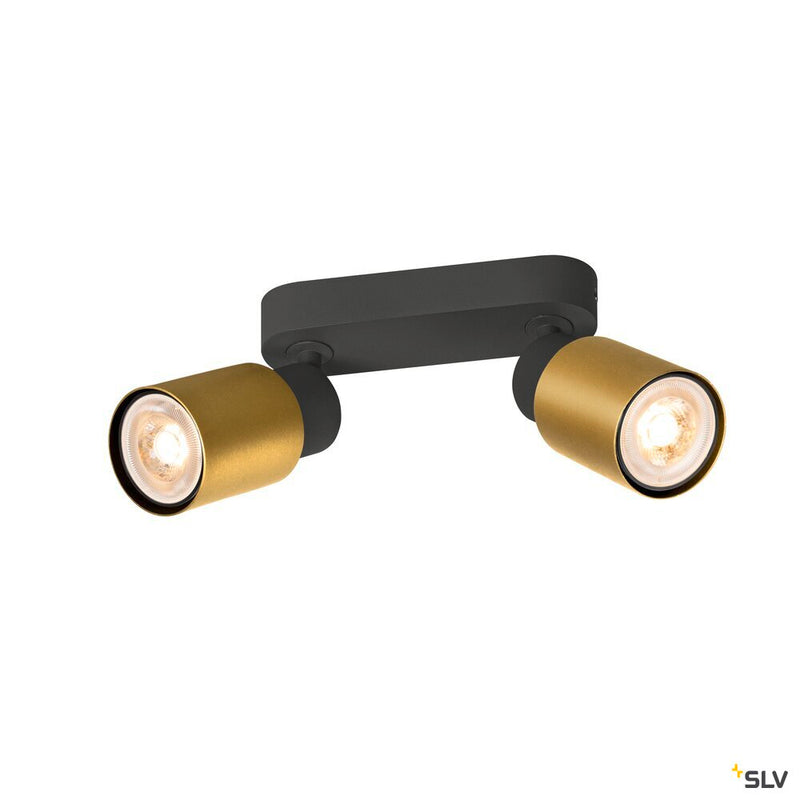 SLV 1008362 PURI 2.0 Tube, wall and ceiling-mounted light, long, 2 x max. 6 W GU10, black / gold