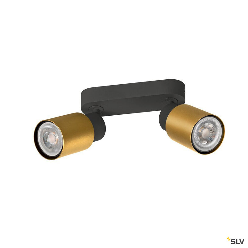 SLV 1008362 PURI 2.0 Tube, wall and ceiling-mounted light, long, 2 x max. 6 W GU10, black / gold