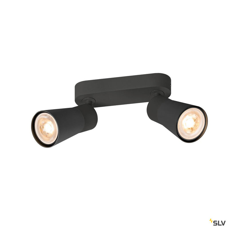SLV 1008365 PURI 2.0 Cone, wall and ceiling-mounted light, long, 2 x max. 6 W GU10, black