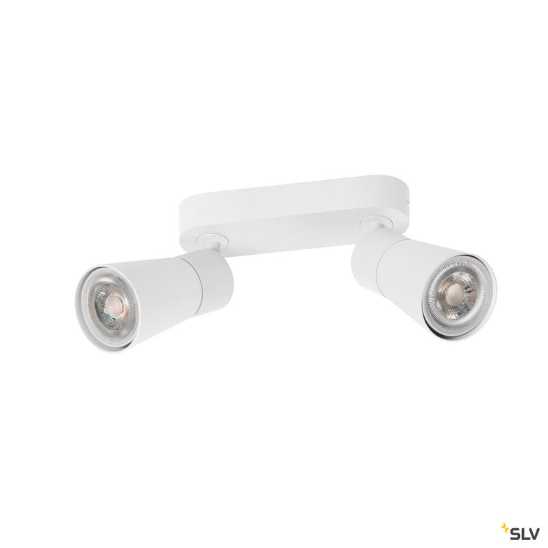SLV 1008367 PURI 2.0 Cone, wall and ceiling-mounted light, long, 2 x max. 6 W GU10, white