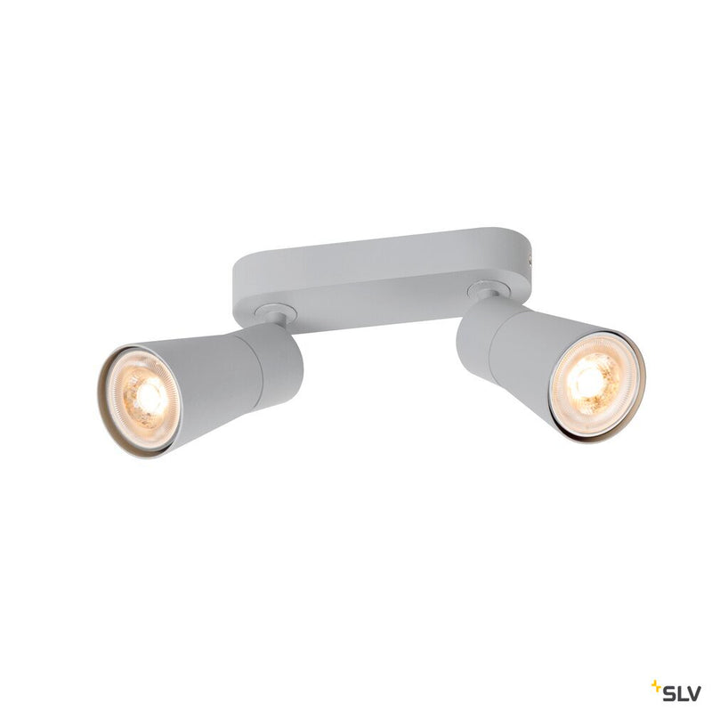 SLV 1008368 PURI 2.0 Cone, wall and ceiling-mounted light, long, 2 x max. 6 W GU10, grey