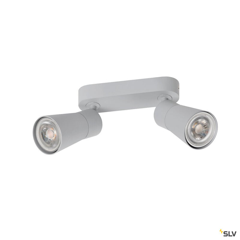 SLV 1008368 PURI 2.0 Cone, wall and ceiling-mounted light, long, 2 x max. 6 W GU10, grey