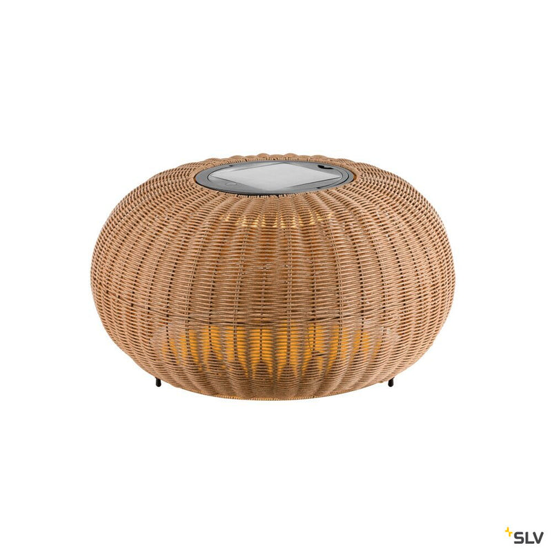 SLV 1008389 ADEGAN, outdoor free-standing light, flat, solar, 2200 K, IP65, brown