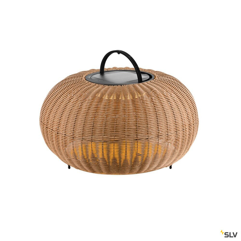 SLV 1008389 ADEGAN, outdoor free-standing light, flat, solar, 2200 K, IP65, brown