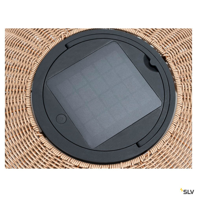 SLV 1008389 ADEGAN, outdoor free-standing light, flat, solar, 2200 K, IP65, brown