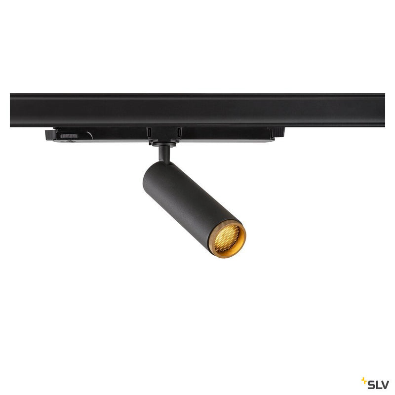 SLV 1008440 GRIP! M, 3~ spot, cylindrical, 2000-3000 K, 15 W, DALI, dim-to-warm, touch, 42°, black / gold