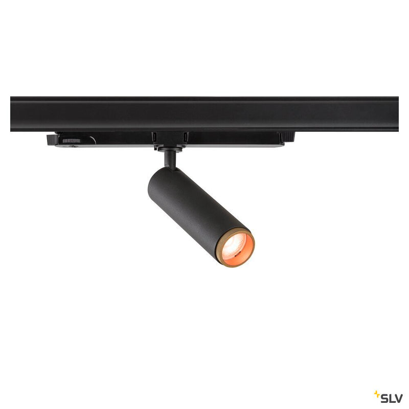 SLV 1008440 GRIP! M, 3~ spot, cylindrical, 2000-3000 K, 15 W, DALI, dim-to-warm, touch, 42°, black / gold