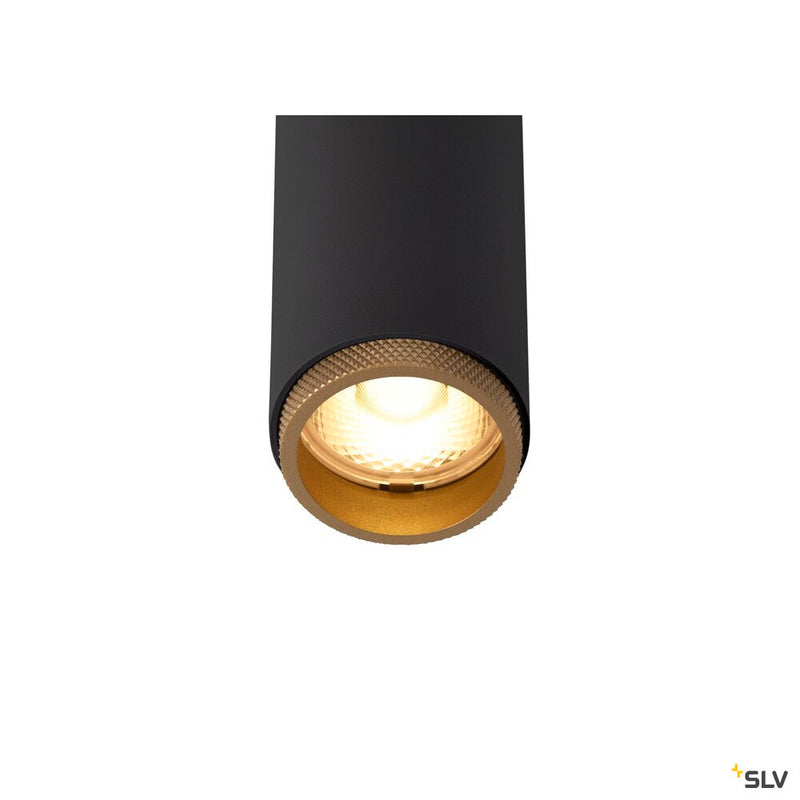 SLV 1008466 GRIP! S, 48V pendant light, pendant length 200 cm, 2000-3000 K, 29°, DALI, dim-to-warm, black / gold
