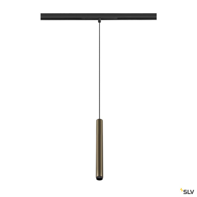 SLV 1008467 GRIP! S, 48V pendant light, pendant length 200 cm, 2000-3000 K, 29°, DALI, Dim-to-Warm, bronze / black