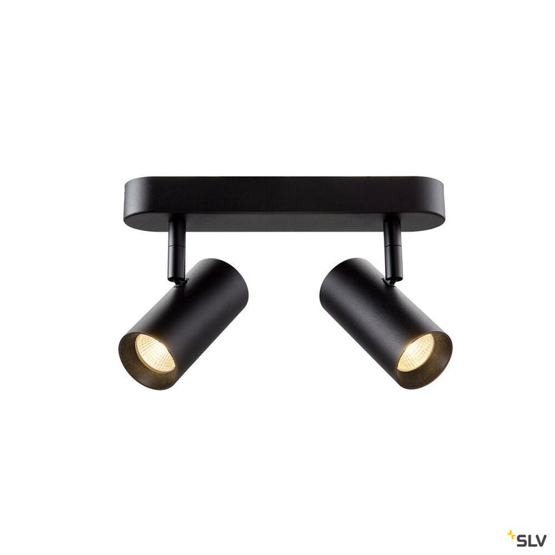 SLV 1008707 NOBLO®, wall and ceiling-mounted light, double, round, 2000-3000 K, 15 W, dim-to-warm, PHASE, 36°, black