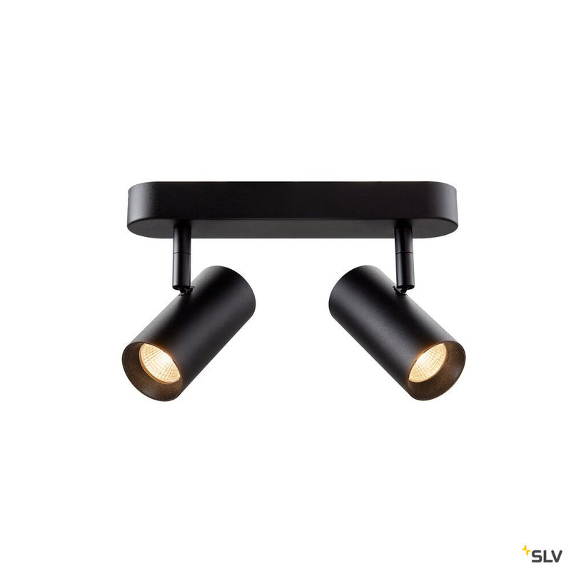 SLV 1008719 NOBLO®, wall and ceiling-mounted light, double, round, 2700 K, 12 W, PHASE, 32°, black
