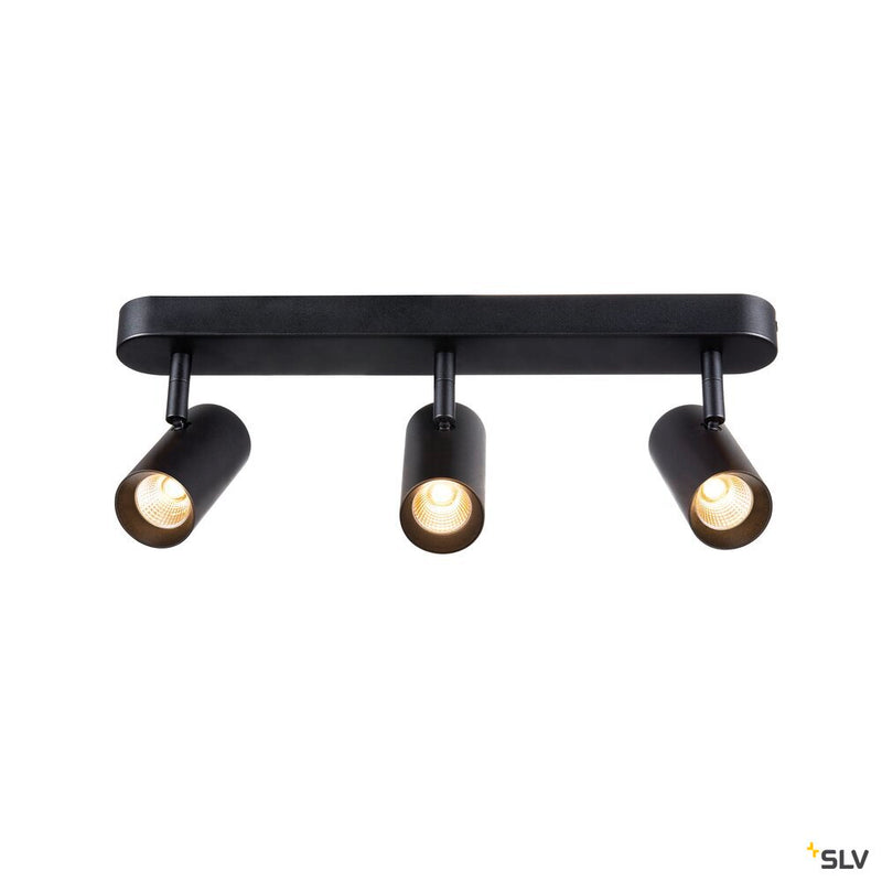 SLV 1008720 NOBLO®, wall and ceiling-mounted light, triple, round, 2700 K, 19 W, PHASE, 32°, black