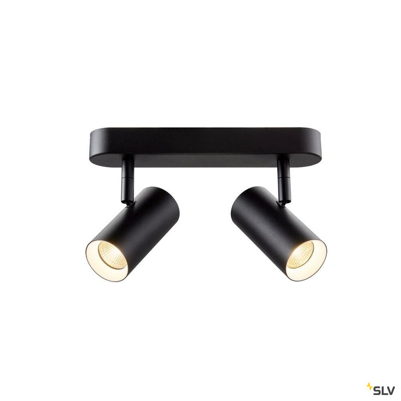 SLV 1008707 NOBLO®, wall and ceiling-mounted light, double, round, 2000-3000 K, 15 W, dim-to-warm, PHASE, 36°, black