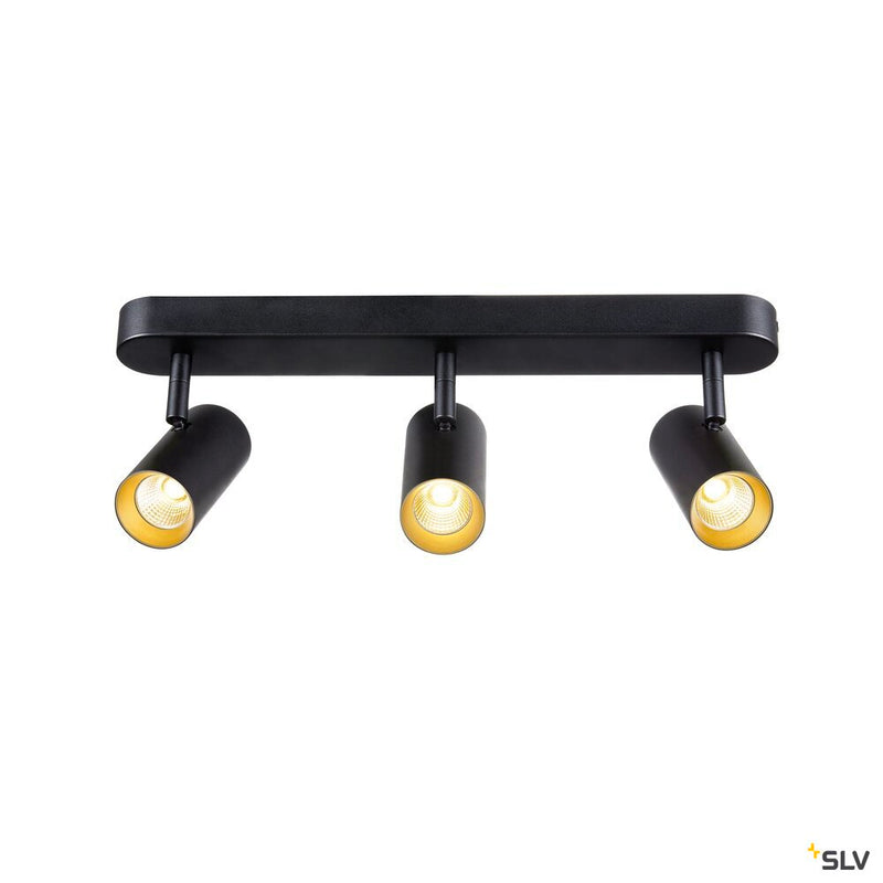 SLV 1008708 NOBLO®, wall and ceiling-mounted light, triple, round, 2000-3000 K, 22 W, dim-to-warm, PHASE, 36°, black