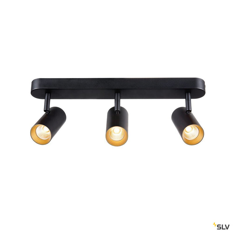 SLV 1008720 NOBLO®, wall and ceiling-mounted light, triple, round, 2700 K, 19 W, PHASE, 32°, black