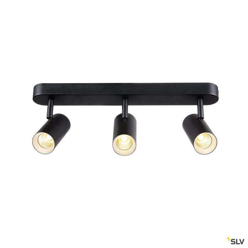 SLV 1008708 NOBLO®, wall and ceiling-mounted light, triple, round, 2000-3000 K, 22 W, dim-to-warm, PHASE, 36°, black