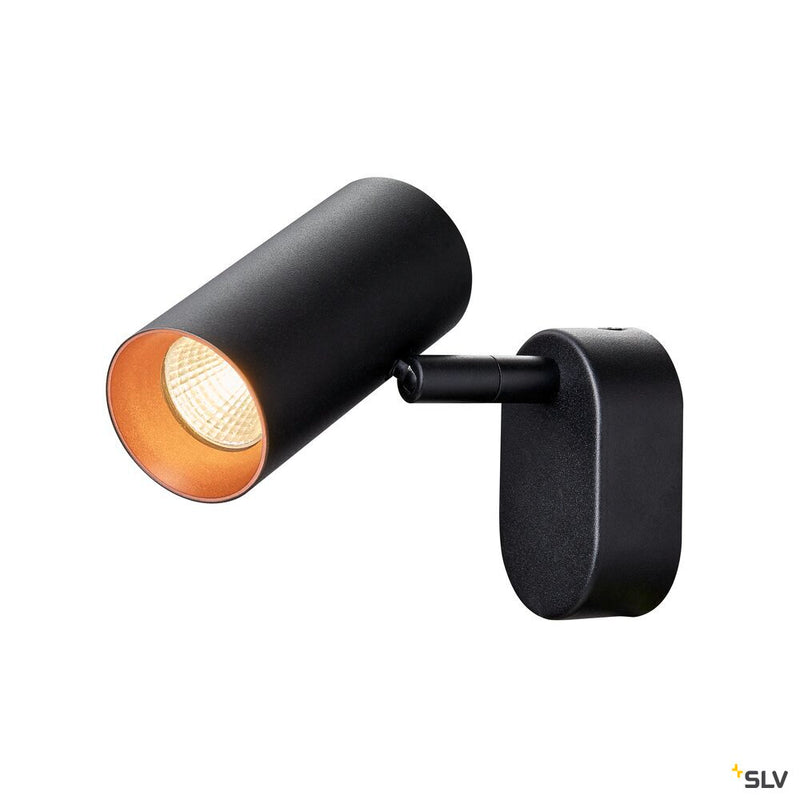 SLV 1008718 NOBLO®, wall and ceiling-mounted light, single, round, 2700 K, 6 W, PHASE, 32°, black