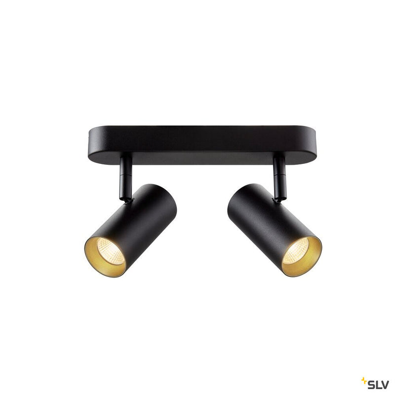 SLV 1008707 NOBLO®, wall and ceiling-mounted light, double, round, 2000-3000 K, 15 W, dim-to-warm, PHASE, 36°, black